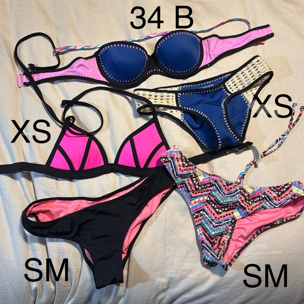 Victoria's Secret lot of 2 tops and 3 bikini bottoms